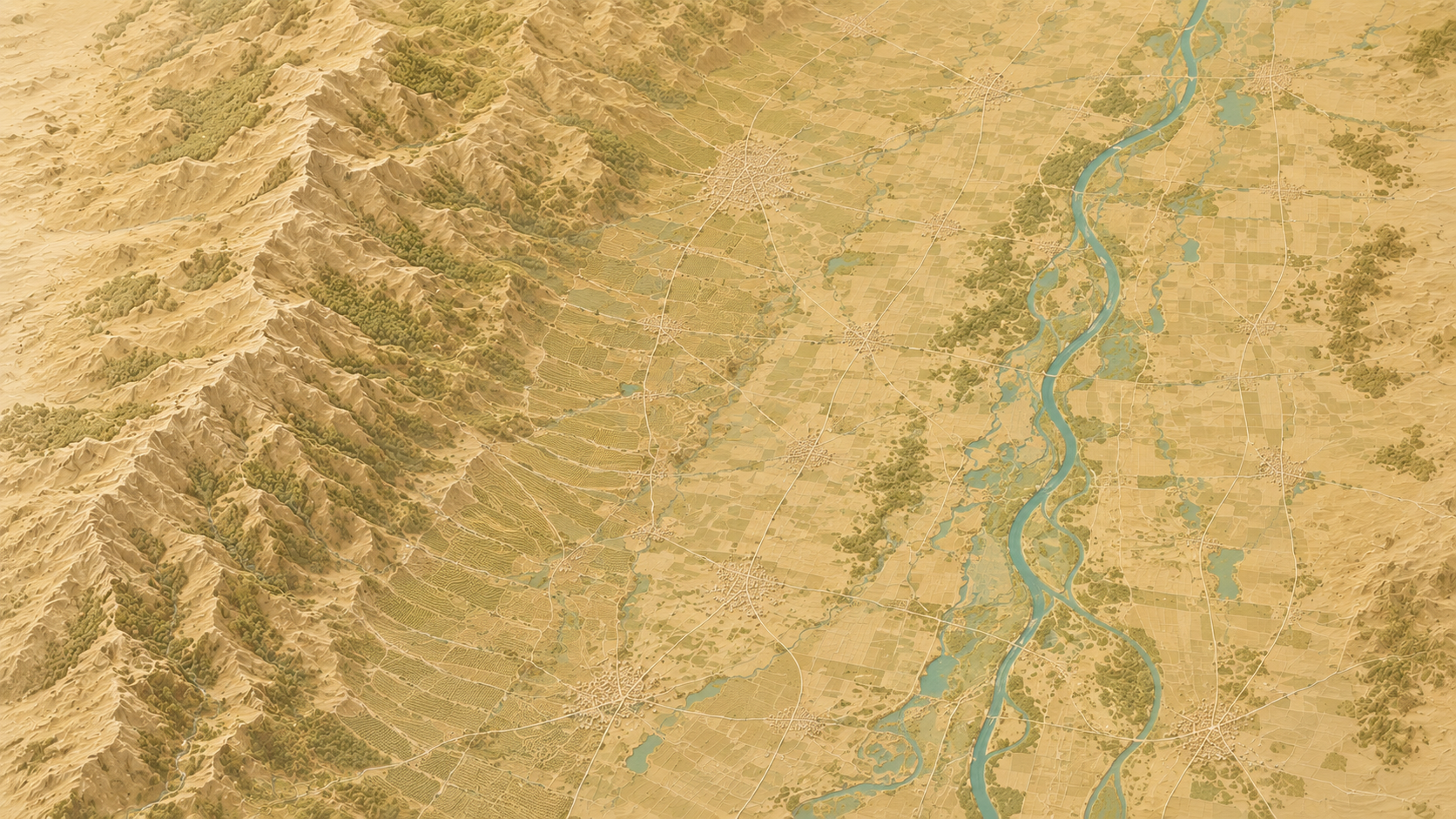 Aerial relief map of Alsace region, France