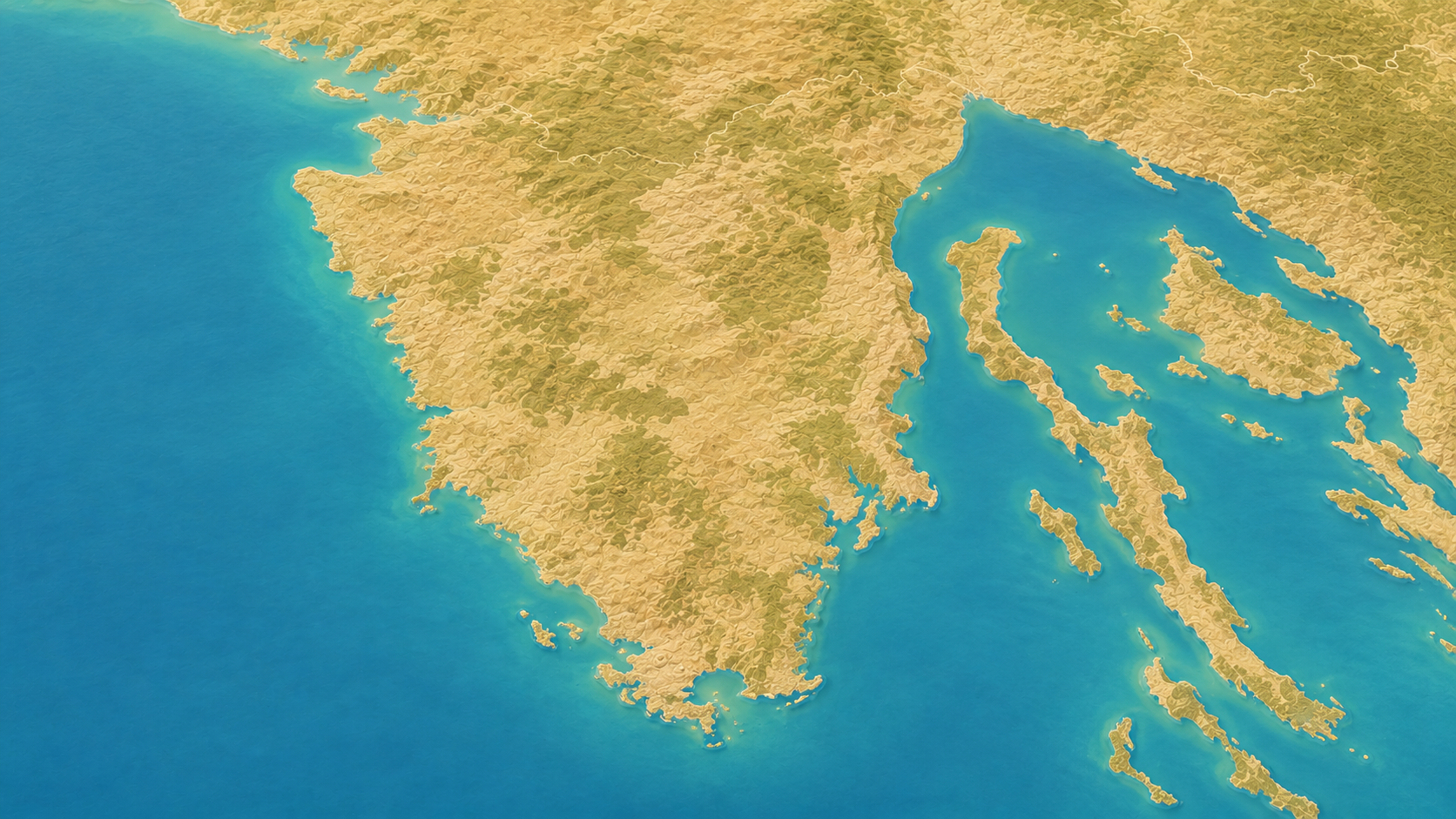 Aerial relief map of Istria peninsula, Croatia