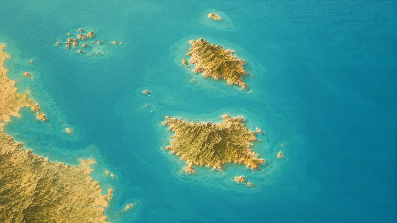 Aerial relief map of Koh Samui and Gulf of Thailand archipelago