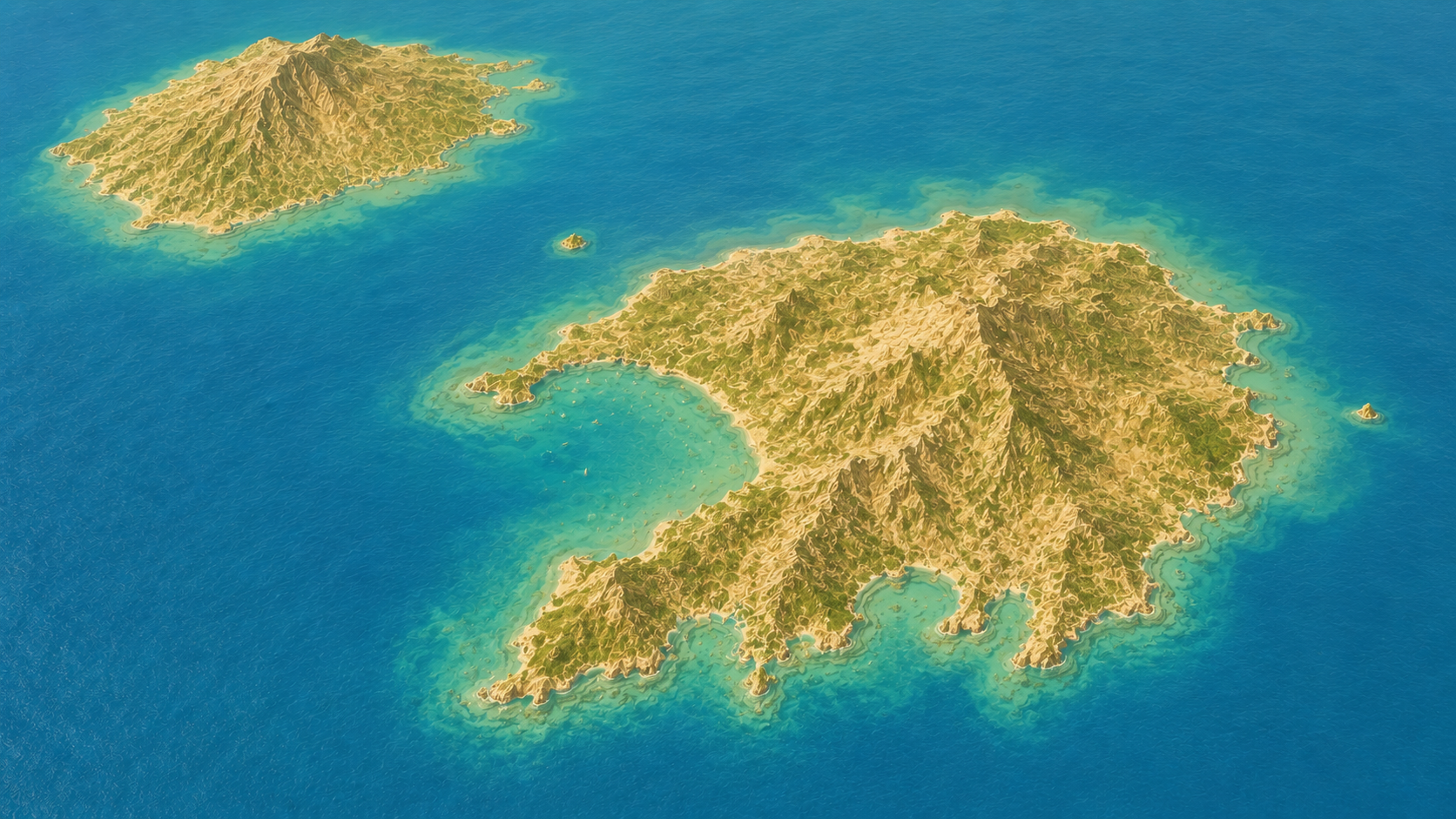 Aerial relief map of Bequia island and Admiralty Bay, Saint Vincent and the Grenadines