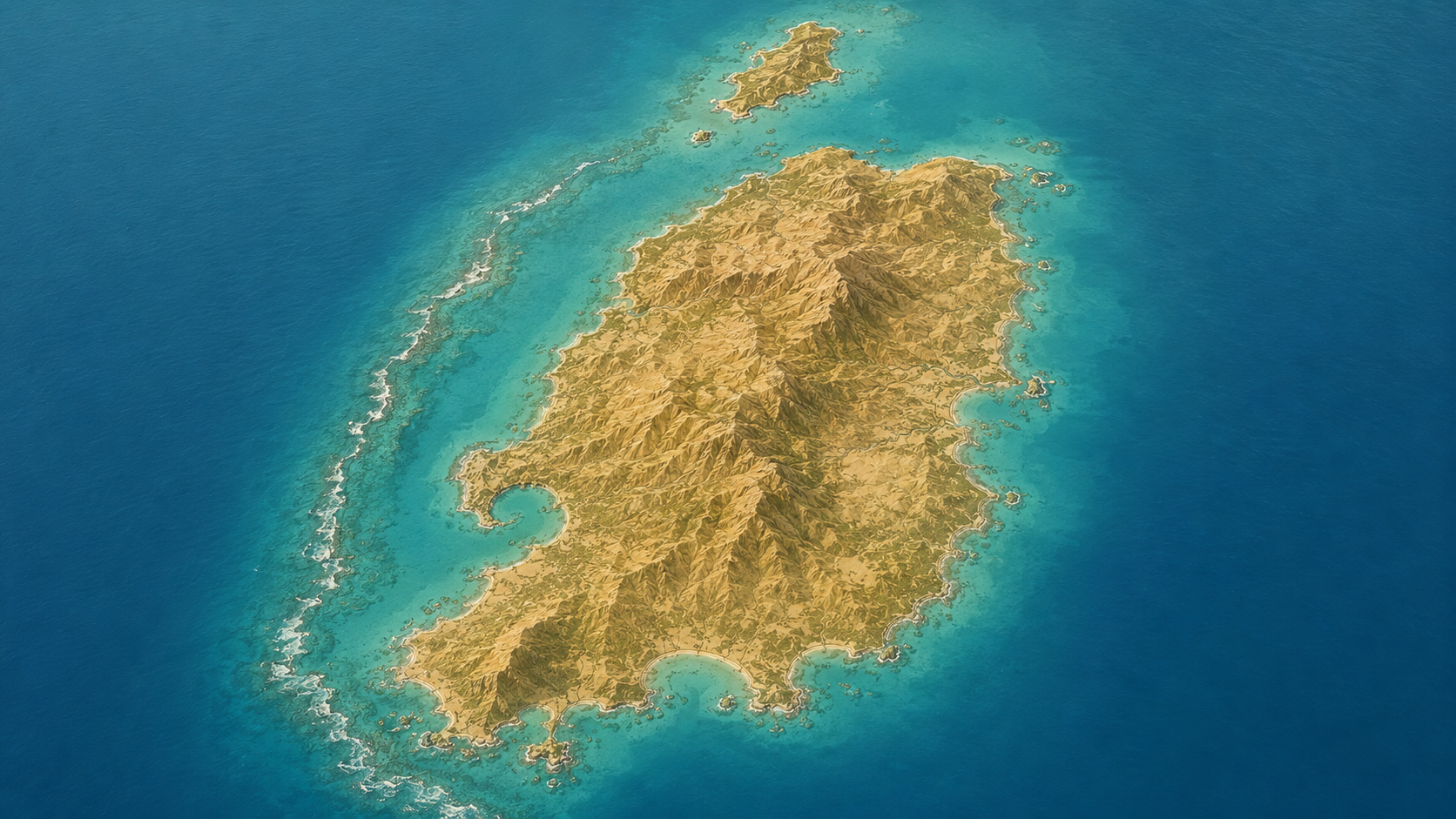 Aerial relief map of Saint Georges Region and southern Grenada, Caribbean