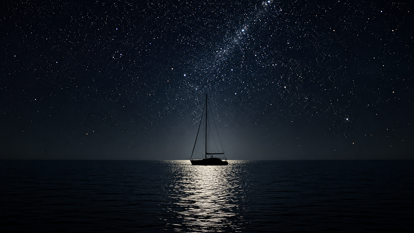 Sailing sunset and night