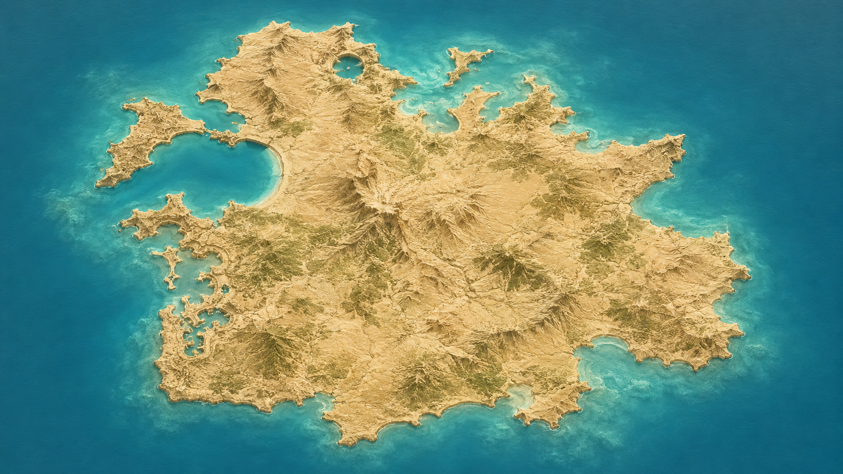 Aerial relief map of Saint John District and western Antigua coastline, Caribbean