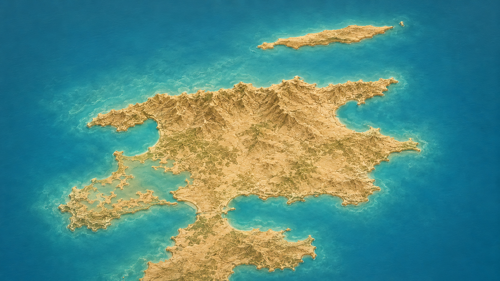 Aerial relief map of Saint Martin island, French Caribbean