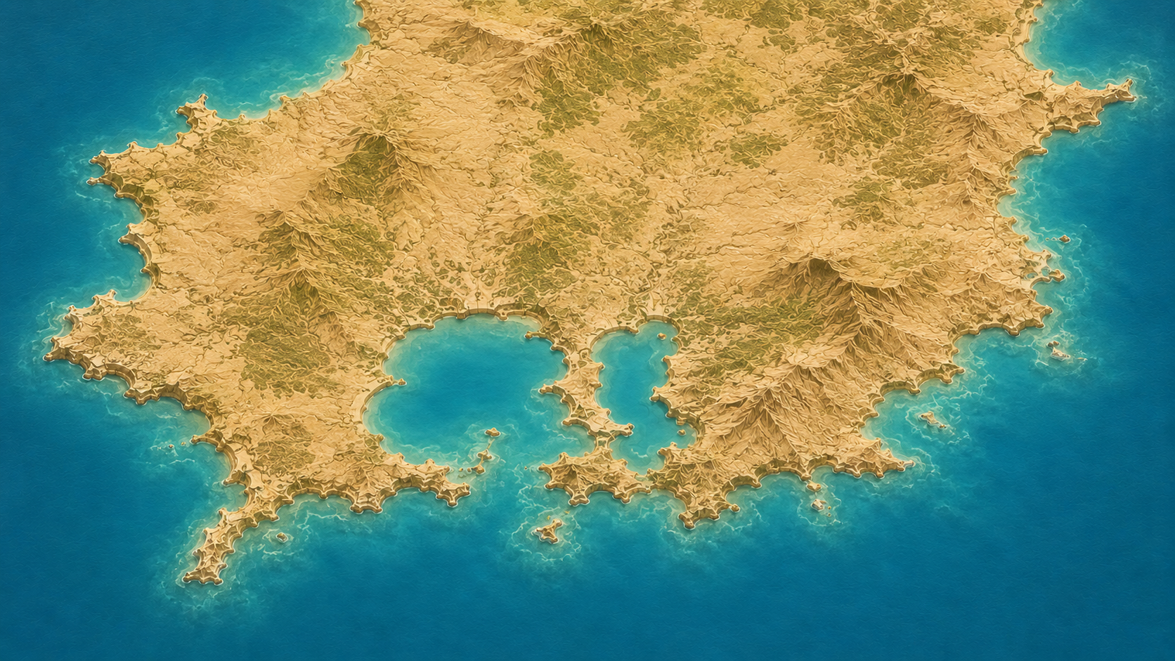 Aerial relief map of Saint Paul District and English Harbour, Antigua, Caribbean