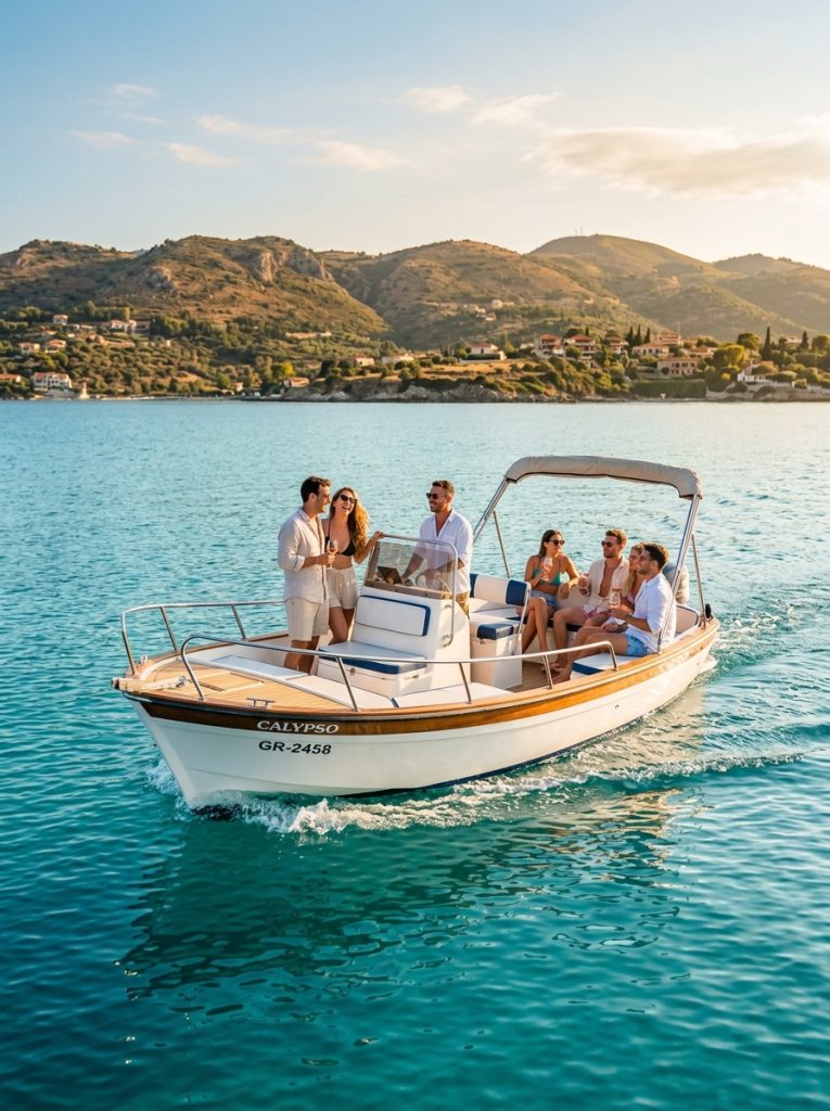 Day boat charter cruising across turquoise water