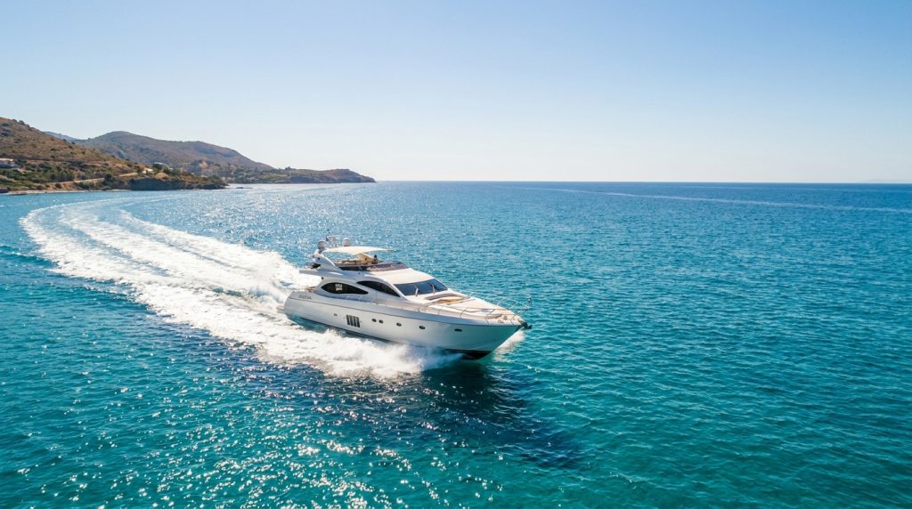 Day motor yacht charter cruising near the coast