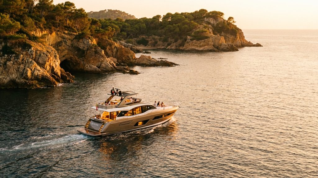 Week-long motor yacht charter cruising a scenic coastline